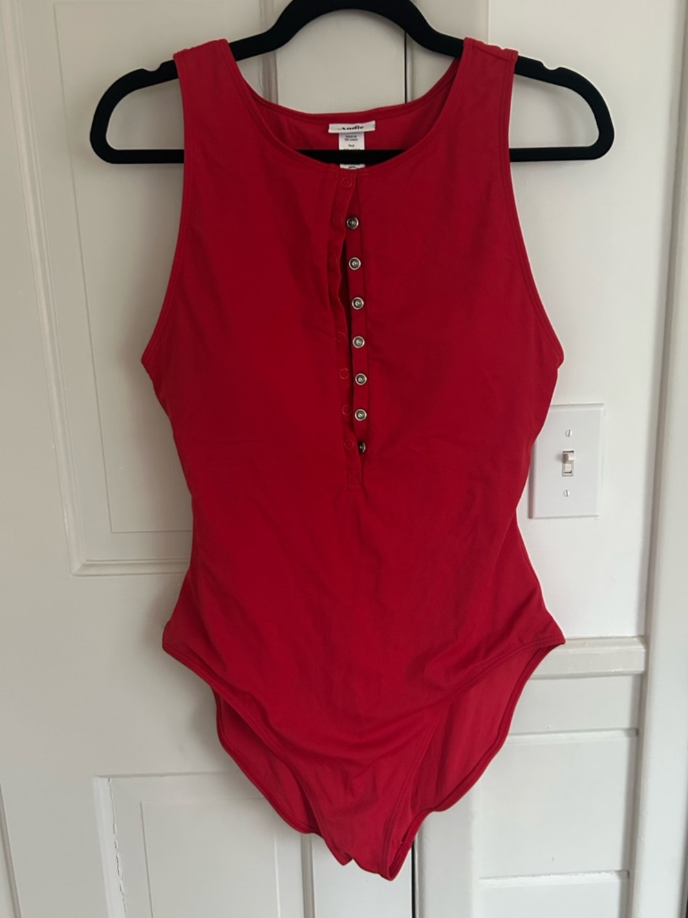 Andie Red Button-Front One-Piece Swimsuit
